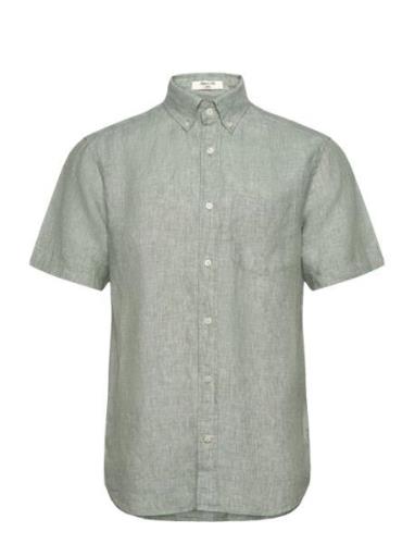 Reg Linen Ss Shirt GANT Green