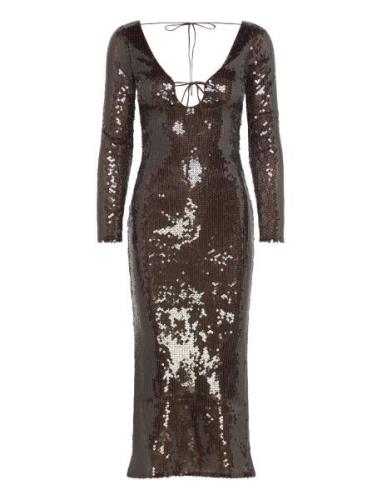 Verona Sequin Maxi Dress Bardot Brown