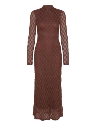 Ola Long Sleeve Midi Dress Bardot Brown