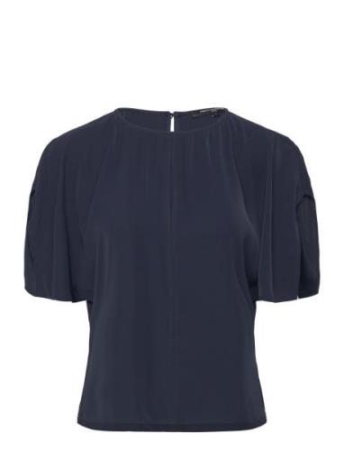 Carmen Crepe Flare Sleeve Top French Connection Navy