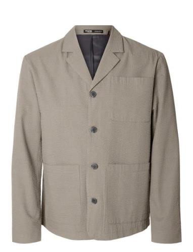 Slh-Smith Seersucker Hybrid Blz Selected Homme Beige