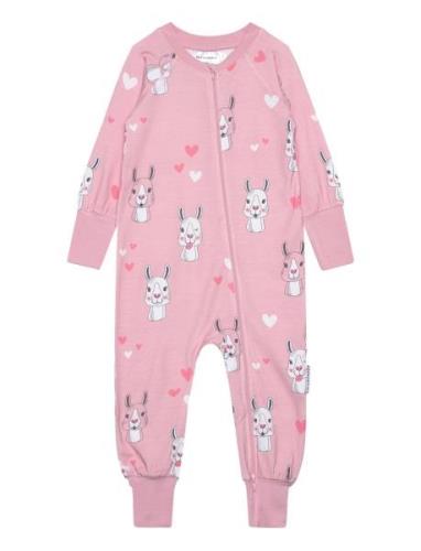 Bamboo Two Way Zip Pyjamas Pink Lama Geggamoja Pink