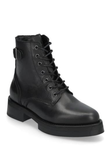 Biapanama Lace Up Boot Smooth Leather Bianco Black