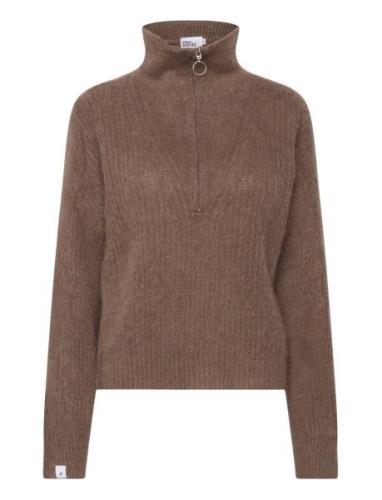 Florie Brushed Zip Knit Once Untold Brown