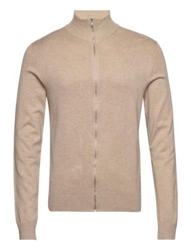 Melange Zip Cardigan Knit Lindbergh Beige