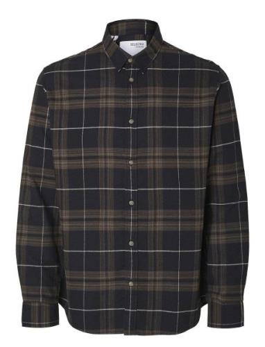 Slhslimowen-Flannel Shirt Ls Noos Selected Homme Black