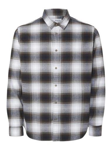 Slhslimowen-Flannel Shirt Ls Noos Selected Homme White