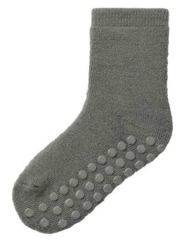 Nmmwaksi Wo/Bl Terry Sock W/Non Skid Name It Green