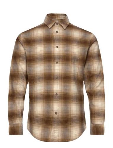 Slhslimowen-Flannel Shirt Ls Noos Selected Homme Brown