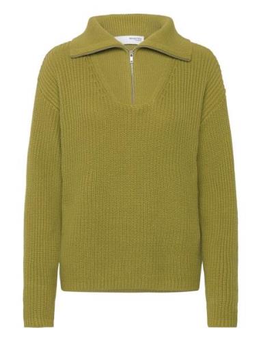 Slfbloomie Ls Knit Half Zip Noos Selected Femme Green