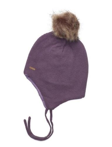 Hat W. Detachable Fake Fur Minymo Purple