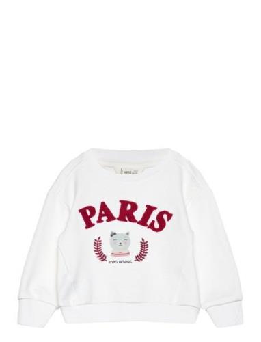 Embroidered Detail Cotton Sweatshirt Mango White