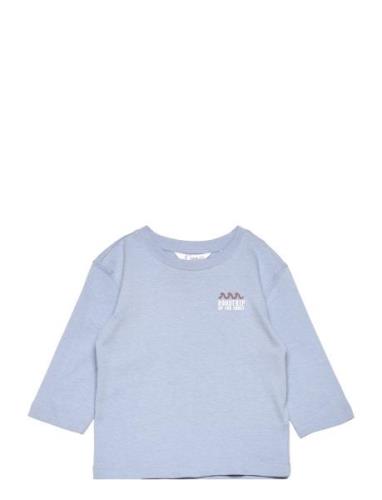 Long-Sleeved T-Shirt With Embossed Print Mango Blue