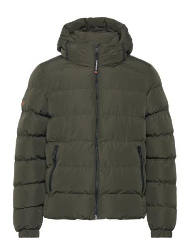 Hooded Sports Puffer Jacket Superdry Khaki