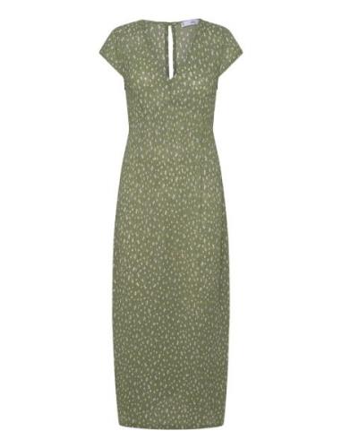 Textured Printed Dress Mango Green