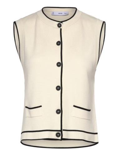 Knitted Waistcoat With Contrast Piping Mango Cream