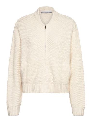 Knitted Jacket With Zip Mango Cream