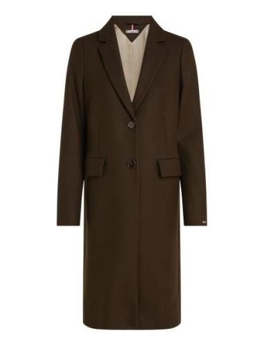 Wool Blend Classic Coat Tommy Hilfiger Brown