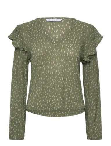 Ruffles Printed Blouse Mango Green