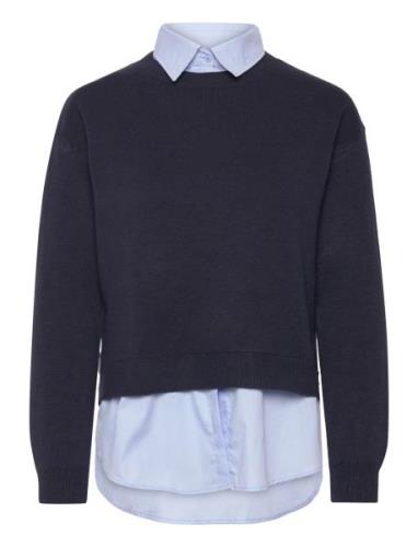 Combined Shirt Sweater Mango Navy