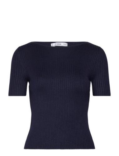 Short-Sleeved Fine-Knit T-Shirt Mango Navy