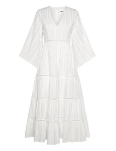 Vanessa Wide Sleeve Embroidered Cotton Maxi Dress Malina White