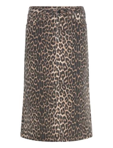 Pd-Anika Midi Skirt Leopard Pieszak Brown