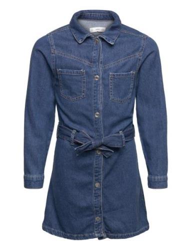 Denim Shirt Dress Mango Blue