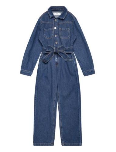 Long Denim Jumpsuit Mango Blue