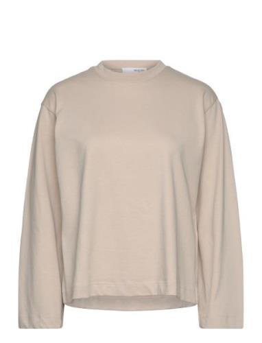 Slfelisa Ls Boxy Tee D2 Selected Femme Beige