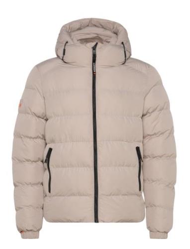 Hooded Sports Puffer Jacket Superdry Beige