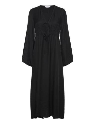 Norah V-Neck Strap L/S Dress Bubbleroom Black