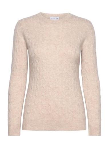 O-Neck Cable Sweater Davida Cashmere Beige