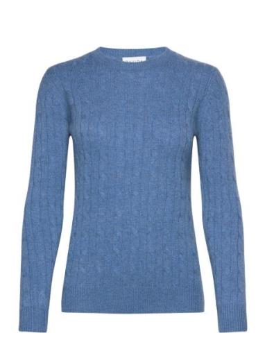 O-Neck Cable Sweater Davida Cashmere Blue