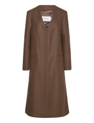 Interconnected Wool Coat Calvin Klein Brown