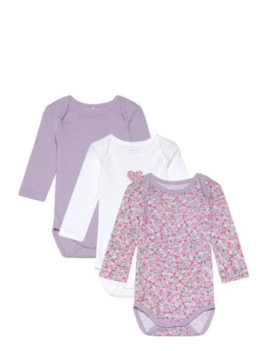 Nbfbody 3P Ls Lilac Petit Flower Noos Name It Purple