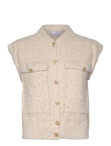 Sequin Knitted Vest Mango Beige