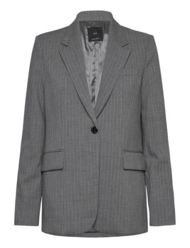 Pinstripe Suit Blazer Mango Grey