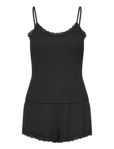 Pj Cami Short Rib Lace Hunkemöller Black