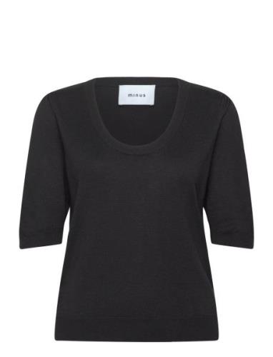 Mspam Scoop Neck Knit T-Shirt Minus Black