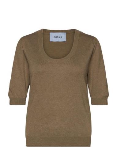 Mspam Scoop Neck Knit T-Shirt Minus Khaki