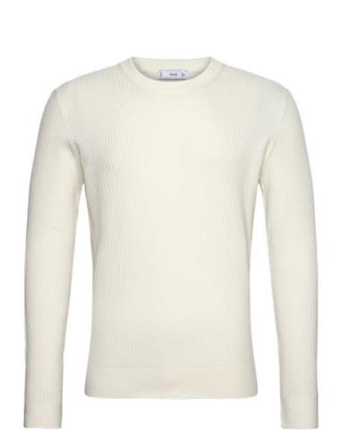 Ribbed Cotton Knitted Sweater Mango White