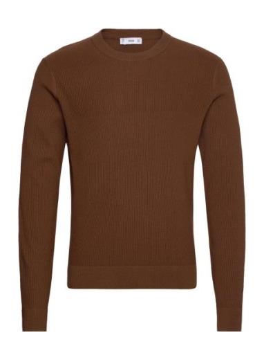 Ribbed Cotton Knitted Sweater Mango Brown