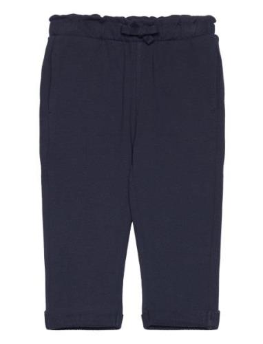 Elastic Waist Cotton Trousers Mango Navy