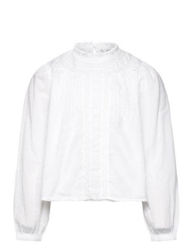 Embroidered Cotton Blouse Mango White