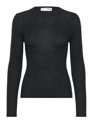 Slfnaja Ls Knit O-Neck Selected Femme Black