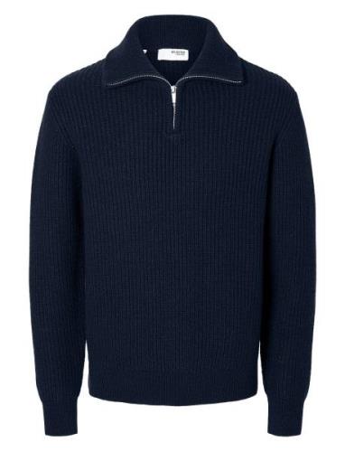 Slhland Ls Knit Half Zip Selected Homme Navy