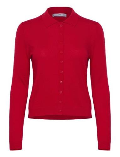 Polo-Neck Cardigan Mango Red