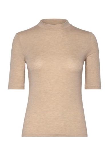 Short Sleeve Knitted T-Shirt Mango Beige