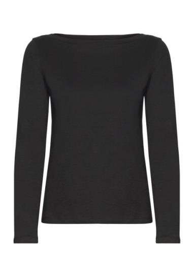 Long-Sleeved Boat-Neck T-Shirt Mango Black